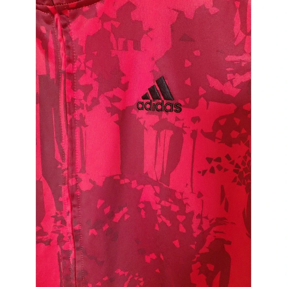 Adidas Red Track Abstract Print Full Zip Up Jacket Boys 14/16 Casual Travel